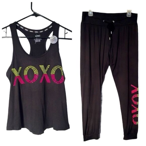 XOXO SUPER SOFT RACERBACK TANK TOP & PANTS SLEEPWEAR PJ SET - Picture 1 of 9